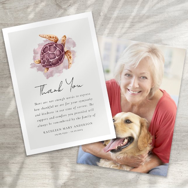 Carte De Remerciements Photo de la tortue de mer Sympathy Funérailles (Créateur téléchargé)