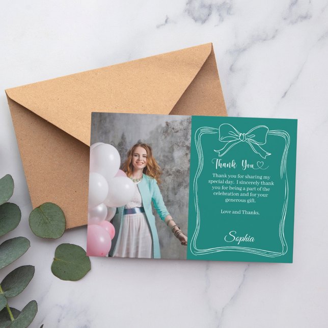 Carte De Remerciements Photo de l'anniversaire, écriture manuelle arc ver (Créateur téléchargé)