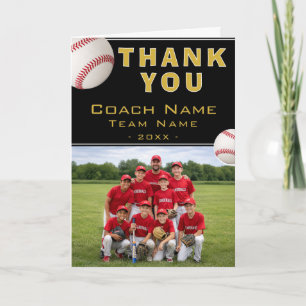 Carte De Remerciements Photo de l'équipe de l'entraîneur de baseball