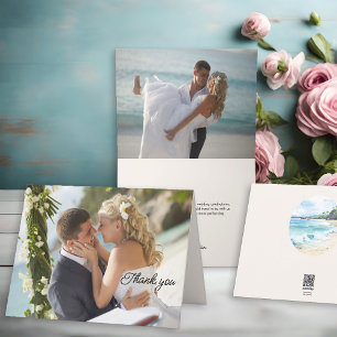 Carte De Remerciements Photo de mariage 2 Image Thème plage