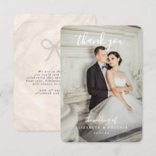 Carte De Remerciements Photo de mariage à l'arc en perle de Champagne Lux