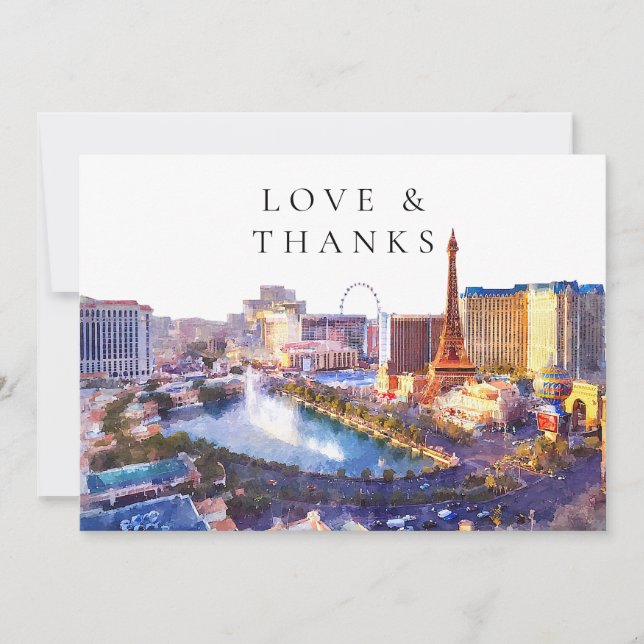 Carte De Remerciements Photo de mariage à Las Vegas Nevada (Devant)