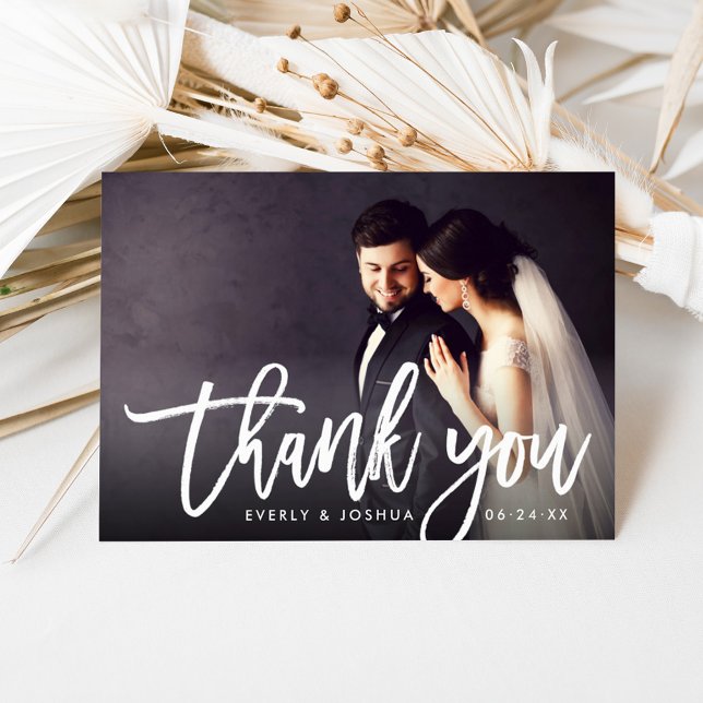 Carte De Remerciements Photo de mariage à l'écriture cursive moderne bros (Créateur téléchargé)
