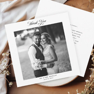 Carte De Remerciements Photo de mariage à l'écriture élégante