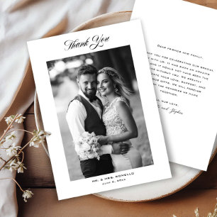 Carte De Remerciements Photo de mariage à l'écriture élégante