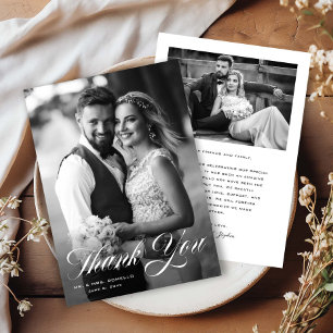 Carte De Remerciements Photo de mariage à l'écriture élégante