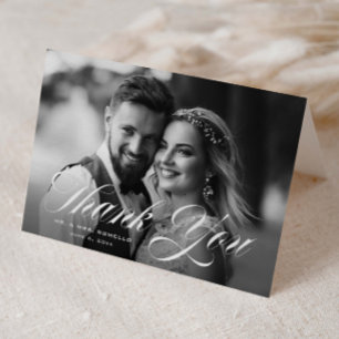 Carte De Remerciements Photo de mariage à l'écriture élégante