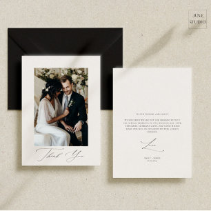 Carte De Remerciements Photo de mariage à l'écriture élégante