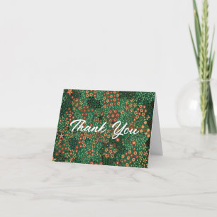 Carte De Remerciements Photo de mariage à motif floral corail rouge et ve