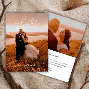 Carte De Remerciements Photo de mariage à script simple moderne
