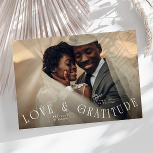 Carte De Remerciements Photo de mariage "Amour & Gratitude"