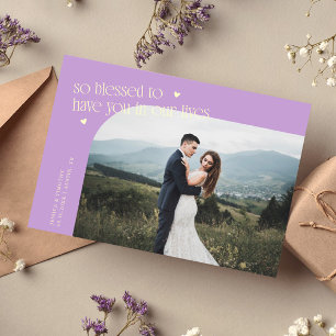 Carte De Remerciements Photo de mariage au citron wisteria si bénie