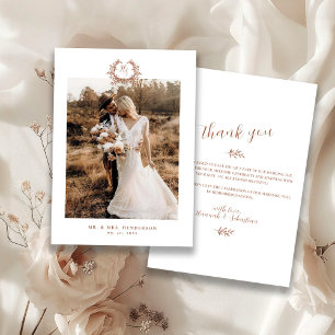 Carte De Remerciements Photo de mariage avec blason monogramme