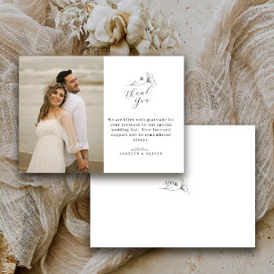 Carte De Remerciements Photo de mariage avec écriture simple moderne