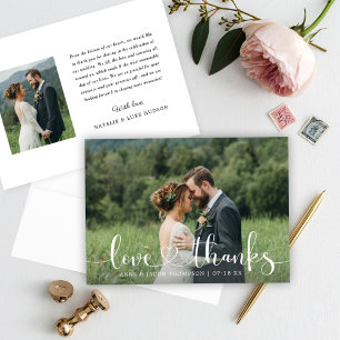 Carte De Remerciements Photo de mariage avec texte d'amour et de remercie