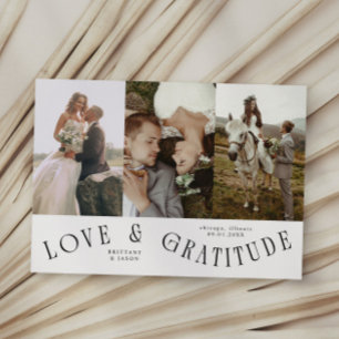 Carte De Remerciements Photo de mariage blanc multi Love & Gratitude