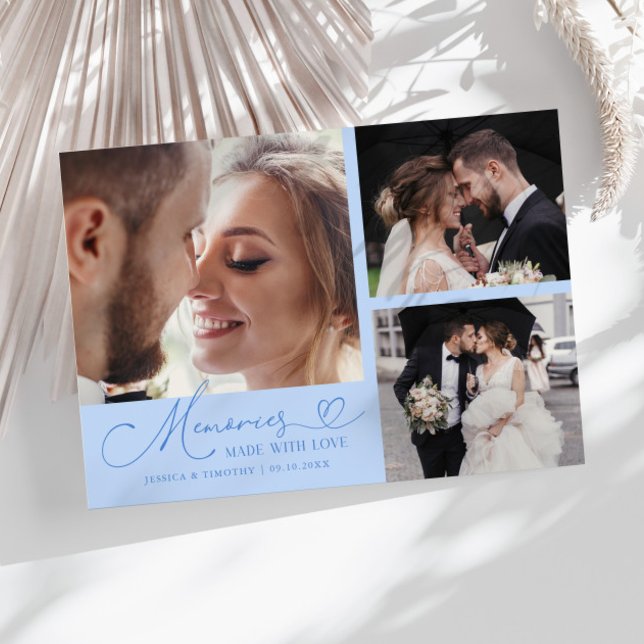 Carte De Remerciements Photo de mariage bleu glacé Souvenirs faits avec a (Créateur téléchargé)