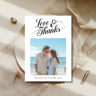 Carte De Remerciements Photo de mariage bohème moderne écrit à la main