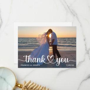 Carte De Remerciements Photo de mariage Connexion Cœur