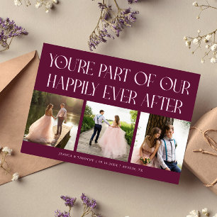 Carte De Remerciements Photo de mariage Cranberry Happily Ever After