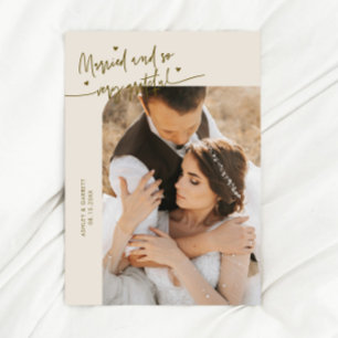 Carte De Remerciements Photo de mariage crème Mariés et reconnaissants