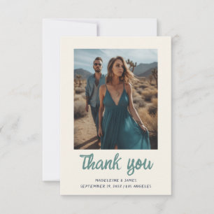 Carte De Remerciements Photo de mariage écriture manuscrite verte amusant