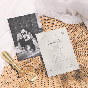 Carte De Remerciements Photo de mariage éditorial minimaliste