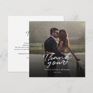 Carte de remerciements photo de mariage élégant