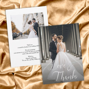 Carte de remerciements photo de mariage élégant