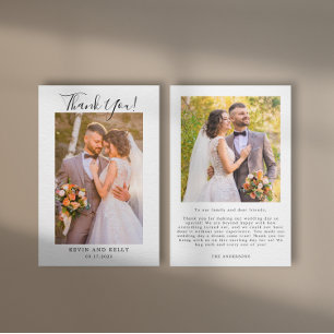 Carte de remerciements photo de mariage élégant