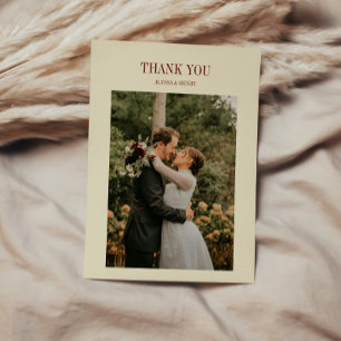 Carte De Remerciements Photo de mariage élégant classique ivoire beige et