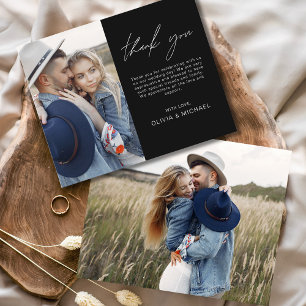 Carte de remerciements photo de mariage élégant et