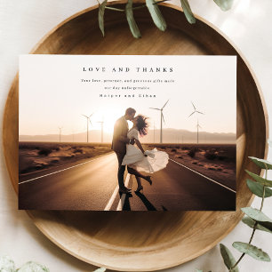Carte de remerciements photo de mariage élégant et