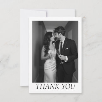 Carte De Remerciements Photo de mariage élégant et minimaliste au cœur de