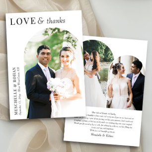 Carte De Remerciements Photo de mariage élégante avec arche Love and Than