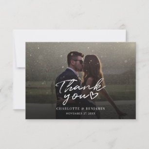 Carte De Remerciements Photo de mariage élégante manuscrite