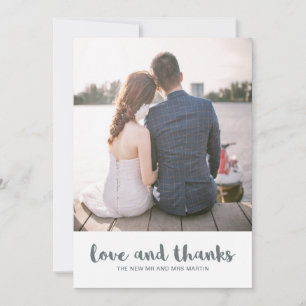 Carte De Remerciements Photo de mariage en dentelle d'amour et de remerci