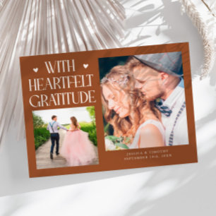 Carte De Remerciements Photo de mariage en terre cuite avec gratitude sin