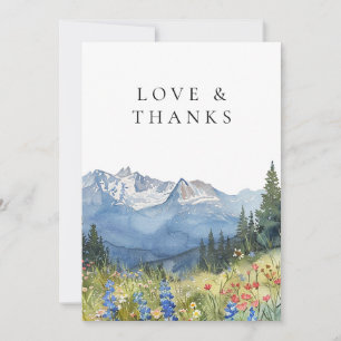 Carte De Remerciements Photo de mariage floral de fleurs sauvages de mont