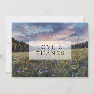 Carte De Remerciements Photo de mariage floral de prairie de fleurs sauva