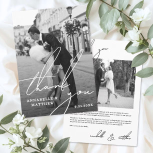 Carte De Remerciements Photo de mariage formel classique