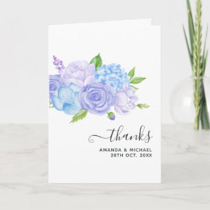 Carte De Remerciements Photo de Mariage Hydrangea Blue et Light Lavender