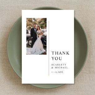 Carte De Remerciements Photo de mariage minimaliste moderne avec note