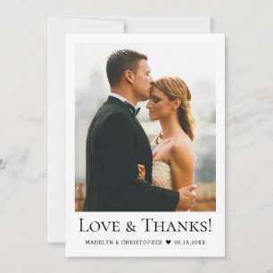 Carte De Remerciements Photo de mariage moderne Amour et Remerciements