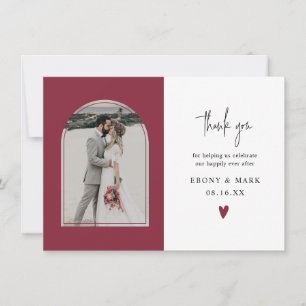 Carte De Remerciements Photo de mariage moderne Arch Bourgogne