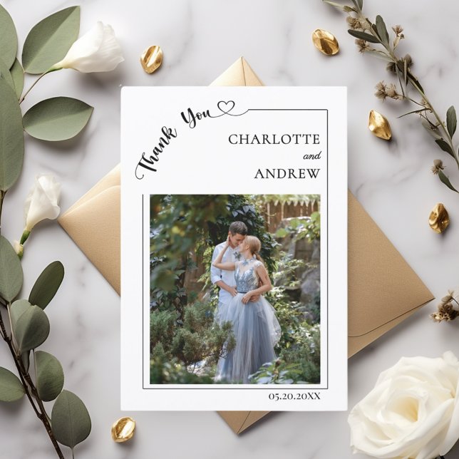 Carte De Remerciements Photo de mariage moderne simple (Créateur téléchargé)