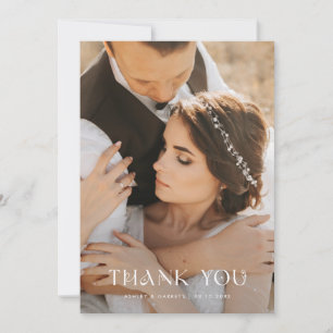 Carte De Remerciements Photo de mariage mystique gris-beige