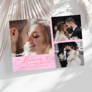 Carte De Remerciements Photo de mariage orange rose Souvenirs faits avec