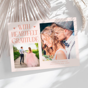 Carte De Remerciements Photo de mariage pêche avec gratitude sincère