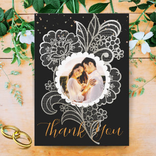 Carte De Remerciements Photo de mariage personnalisé élégant pour anniver